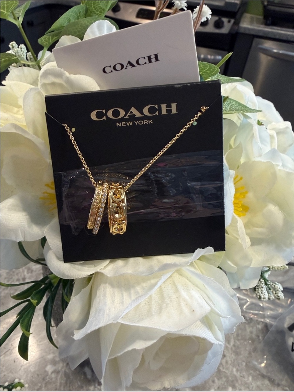 iCoach Signature Rondell charm necklace NEW - Picture 2 of 2